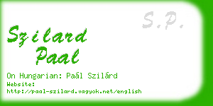 szilard paal business card